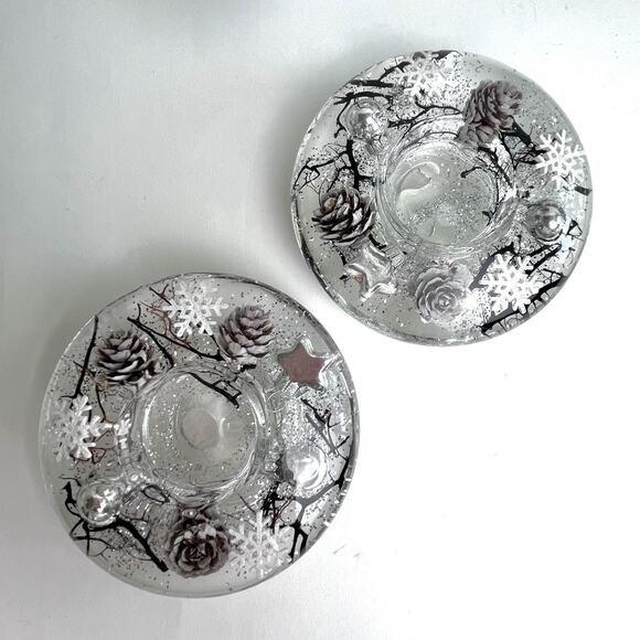 (2) Traumlicht Dreamlight Candle Holder Winter Holiday Handmade Germany Glass - Picture 1 of 11